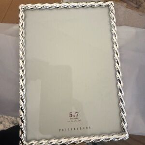 NWTS in original packaging Pottery Barn 5” x 7” silver rope picture frame